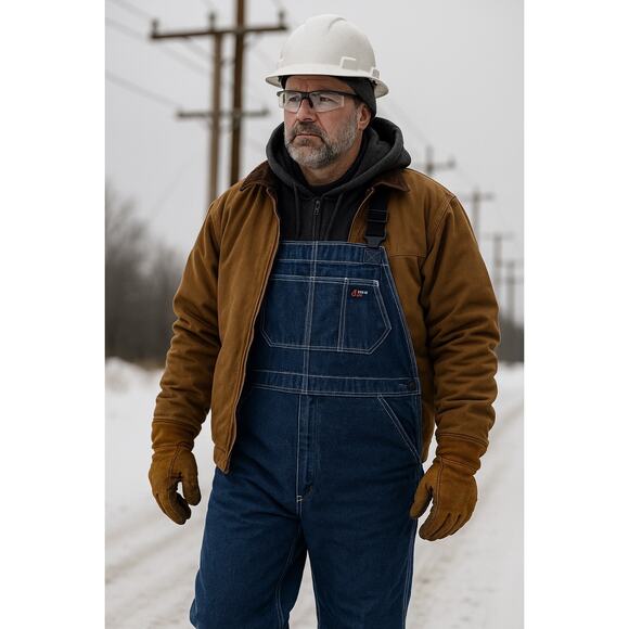 Lapco Mens 2XL Fire-Resistant ATPV 18 Protect 450 Denim B13FRDN Bib-Overalls - Picture 6 of 12